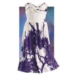 Tree Print Strapless Dress
